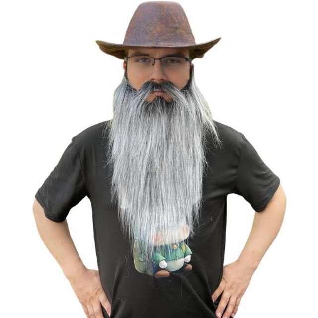 Fausse Barbe Costume de Jeu de Rôle Barbe Moustache de Vieil Homme avec Corde Élastique Faciale gris/blanc