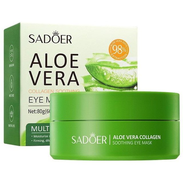 60 Stück Sadoer Aloe Vera Kollagen Augenmaske Gegen Dunkle Augenringe Entfernung Augenringe Feuchtigkeitsspendend Straffend Augenpflaster Augen Hautpflege onesize green