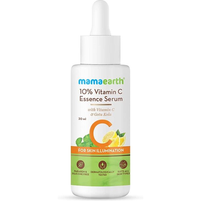 Mamaearth 10% Vitamin C Gesichtsserum mit Gotu Kola für strahlende Haut, Aufhellung & ebenmäßigen Teint, 30 ml Leichte Essenz white