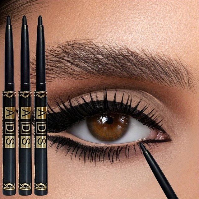 1/2/3 PIÈCES Crayon Eyeliner Noir - Imperméable, Résistant à la Sueur et Anti-Bavure avec Application Facile par Rotation pour un Maquillage des Yeux Impeccable 2PCS noir