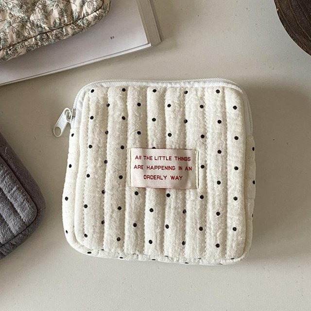 Damenbinden-Aufbewahrungstaschen aus Baumwolle, niedliche Geldbörse, Schmuck-Organizer, Kartenetui, kleine Make-up-Kosmetiktaschen white