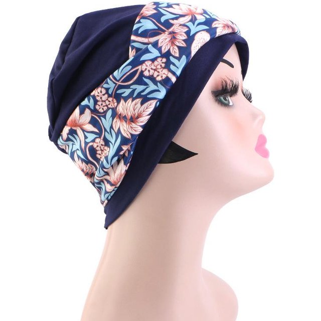 Nouveau bonnet foulard Bohème Haut plat foulard imprimé Foulard pour soins capillaires JDT-505 one size fits all gray