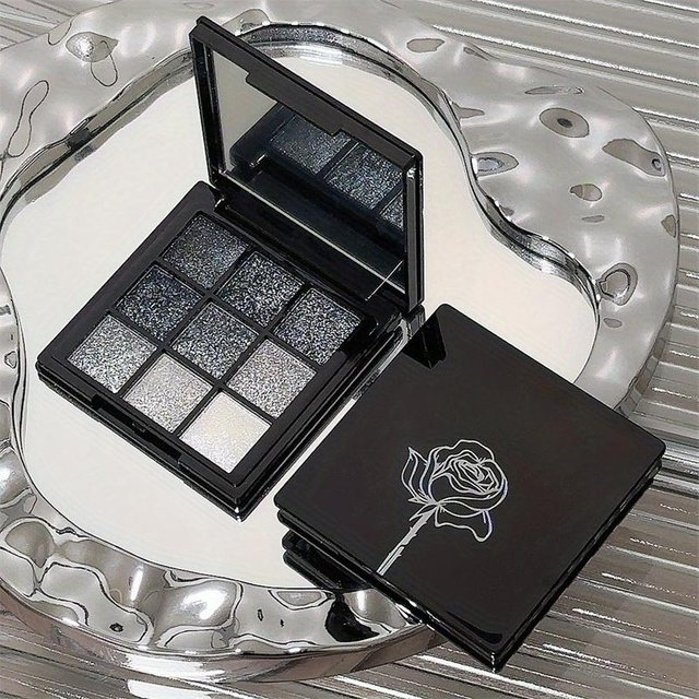 Punk Smoky Black Grey 9 Farben Lidschatten Make-up-Palette Dunkle Farbe Glitter für Augen Schatten Pigment Pulver Kosmetik schwarz