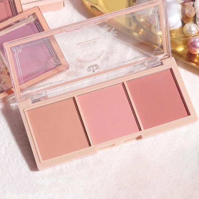 3 Farben Matte Blush Palette Tragbare Lidschatten Make-Up Kontur Schatten Multifunktionale Gesicht Rouge white