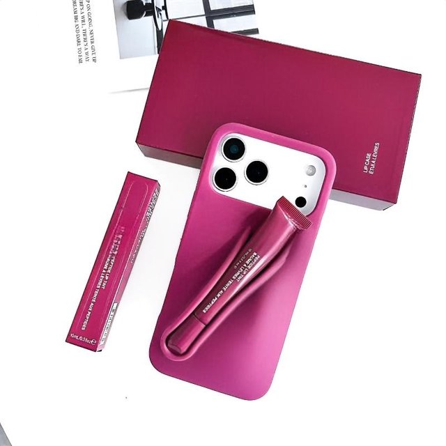Stoßfeste Silikon-Lippenstift-Stil Magnetischer Ringhalter Handyhülle für 17 16 15 14 Plus 13 12 11 Pro Max For Iphone 17promax himbeer-farbe