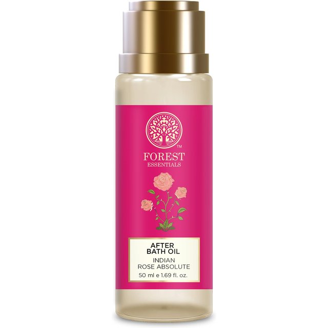 Forest Essentials Huile Après le Bain Rose Indienne | Après la Douche sur Peau Humide | Maintient la Peau Hydratée en seulement 2 Minutes | Pour une Peau Légèrement Parfumée & Douce | Pour D beige