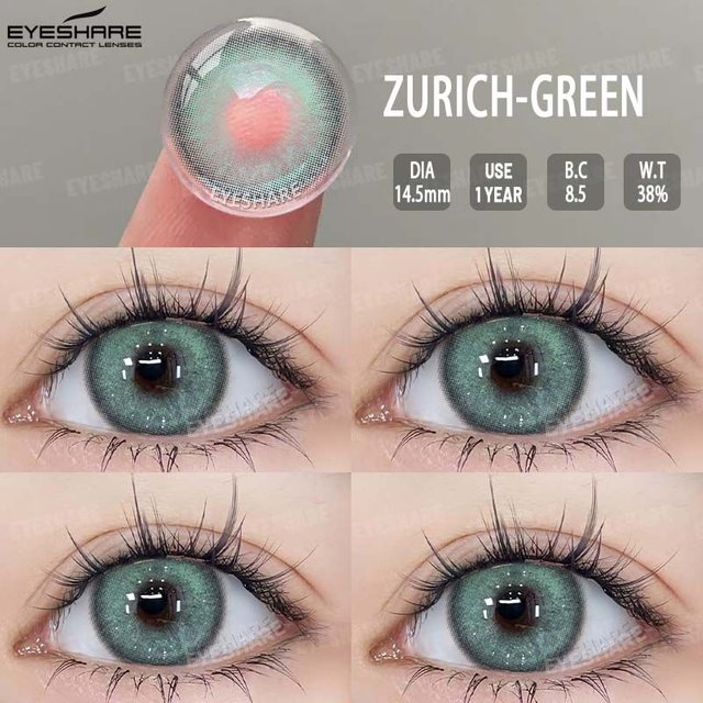 EYESHARE 2 Stück Farbige Kontaktlinsen Natürliche Blaue Linsen Rote Mode-Kontaktlinsen Jahreskontaktlinsen Augen Make-up Kosmetik Farbige Linsen gray