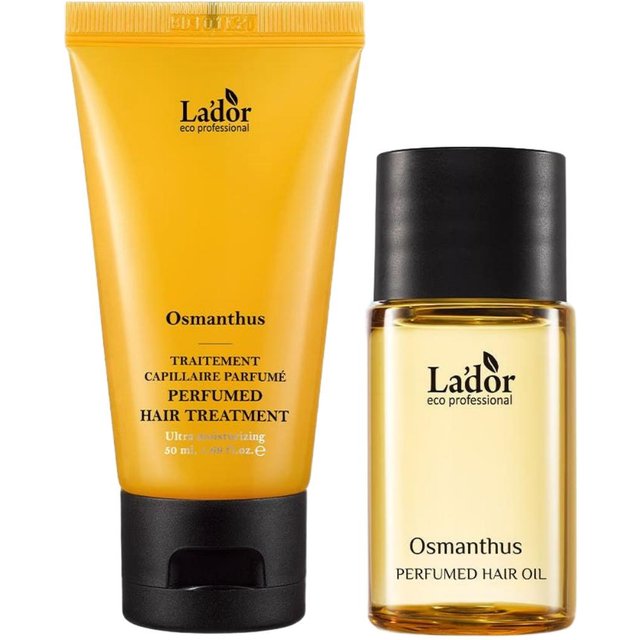 Lador Coffret Mini Cheveux Parfumés Osmanthus Traitement 50ml + Huile 10ml Protéines Nourrissant Brillance black