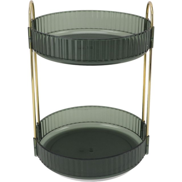 Make-up Organizer Regal 2 Etagen 360 Grad Drehung Platzsparend Kosmetik-Arbeitsplatten-Organizer für Schlafzimmer Badezimmer Küche grün