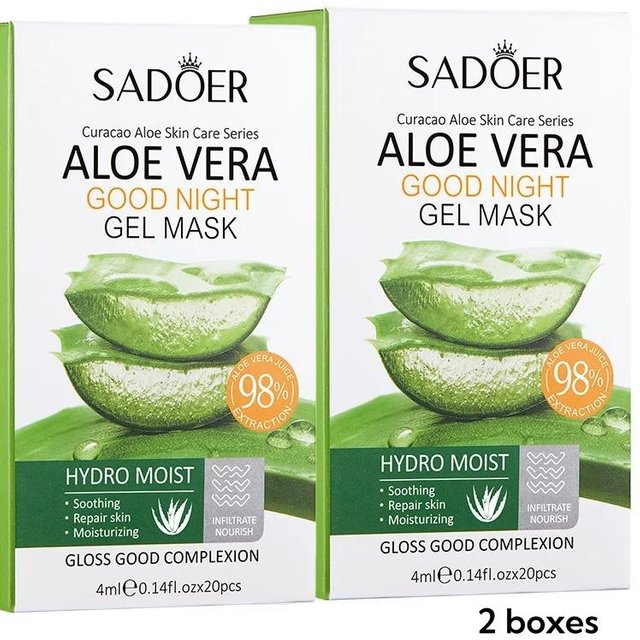 20 Stück Sadoer Aloe Vera Schlaf-Gesichtsmasken Feuchtigkeitsspendend Anti-Falten Hydrierend Anti-Aging Keine Spülung Gesichtsmaske Gesichtshautpflege beige