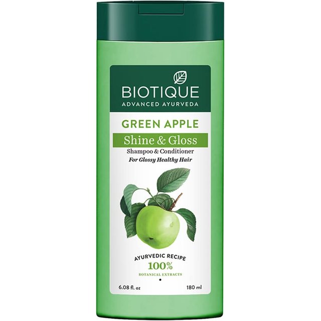 Biotique Grüner Apfel Shampoo & Spülung 180ml – Gesundes glänzendes Haar, Kopfhautnährung, Weich & Geschmeidig, 100% Botanische Extrakte blue