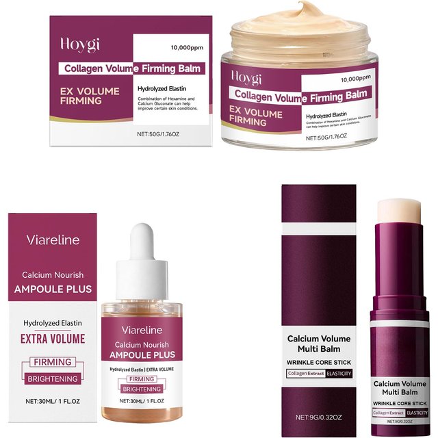 Koreanischer Kalzium Volumen Multi Balsam + Kalzium Kollagen Feuchtigkeitscreme + Porenstraffende Essenz Sanfte & Feuchtigkeitsspendende Routine für die tägliche Hautpflege