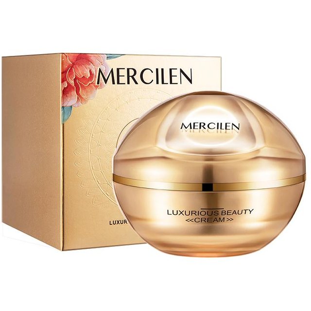 MERCILEN Cordyceps Ganoderma Crème de Luxe Cocooning pour Dame 50g Crème de Beauté Raffermissante Ligne Légère Hydratante Hydratante Crème Visage Paresseuse beige