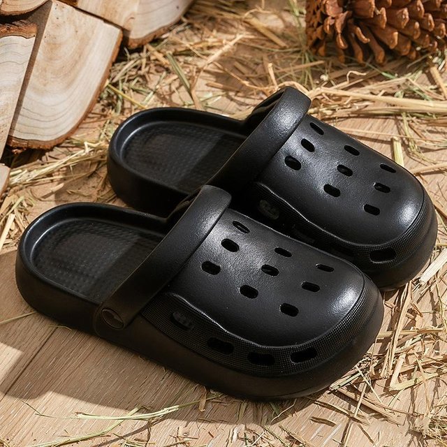 Paar Lässige Sandalen Einfarbiges EVA Sommer Outdoor Loch Deodorant Schuhe Liebhaber Große Plateau-Sohle Strand Für Damen Herren 36-37 brown