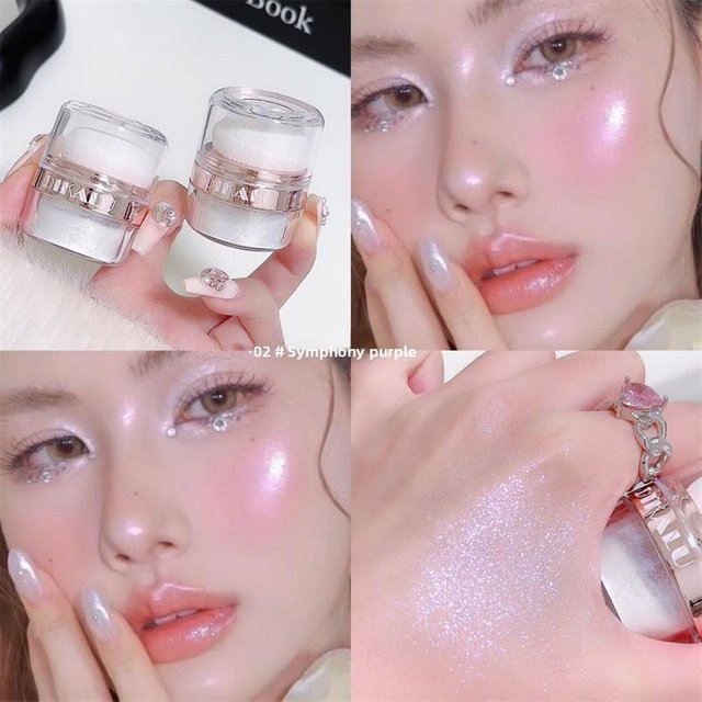 DIKALU Schimmer Highlighter Puder, Gesicht Körper Glitzer, Lang Anhaltendes Funkelndes Make-up 02 white