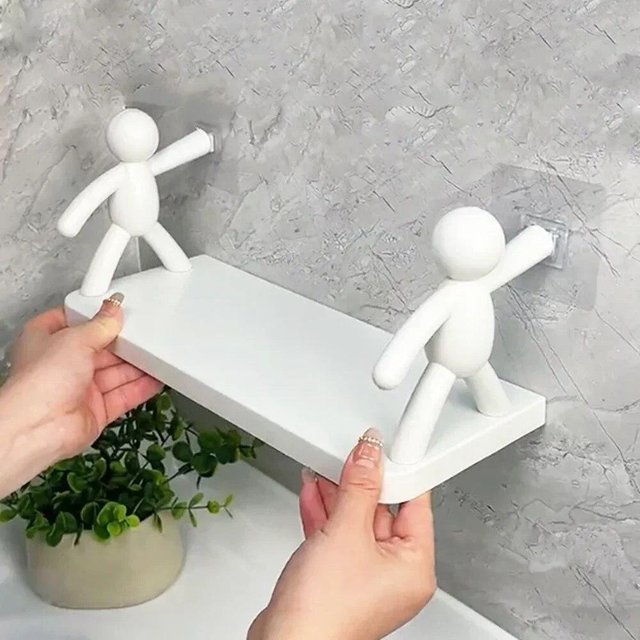 Selbstklebende Badezimmer-Shampoo-Aufbewahrungsregale aus Kunststoff, Aufbewahrungsorganisation, Regalhalterung white
