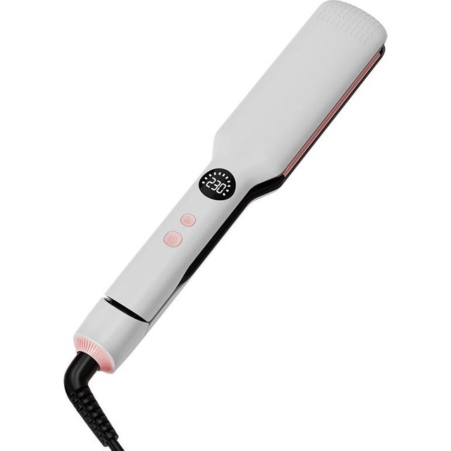 60W Schnellheizender Haarglätter Mit Öl-Beschichtung Breite Platten PTC-Technologie Für Glattes Styling Frizz-Haarpflege EU weiß