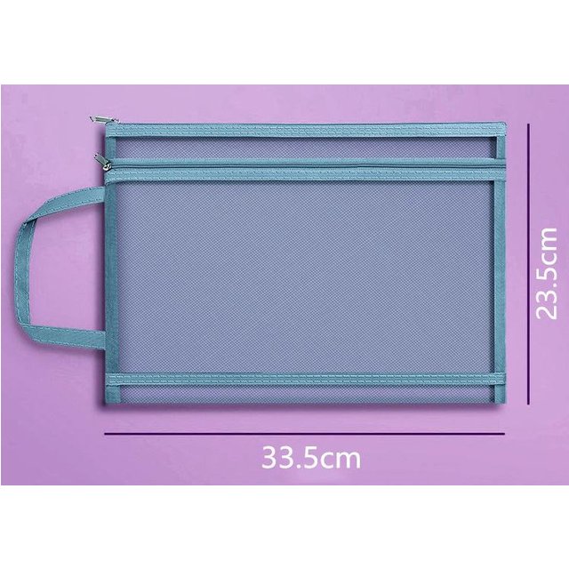 Aufbewahrungstasche für Schreibwaren, doppellagige Mesh-Reißverschlusstasche, große Kapazität, Organizer-Tasche, Kosmetik-Make-up-Tasche, transparente Aktenordner gray