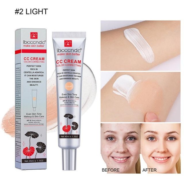Langanhaltende, feuchtigkeitsspendende, unsichtbare Poren verdeckende CC-Creme für eine strahlende Make-up-Basis 2# Light white