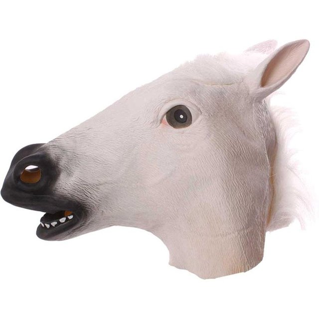 Nouveauté en caoutchouc Animal crinière tête de cheval masque tête Halloween mascarade Cosplay masque fête Costume accessoire blanc
