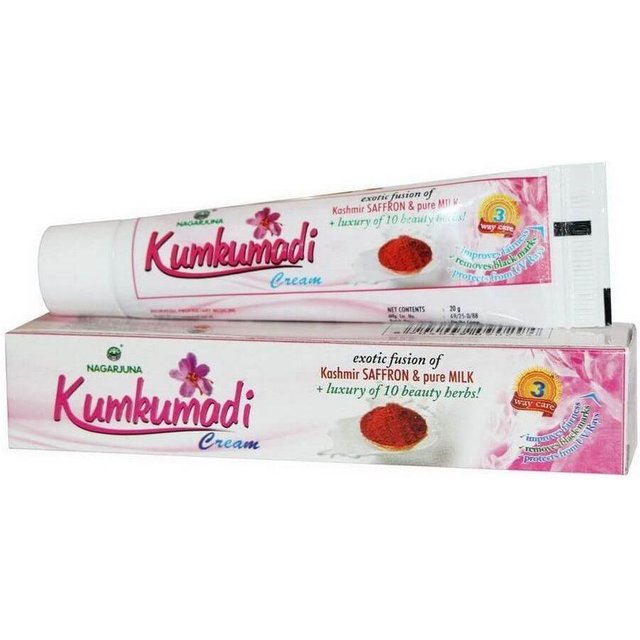 Kumkumadi: Verjüngende Gesichtscreme (20 g) Kaschmir-Safran und Reine Milch Ayurveda Nagarjuna 20 gm white