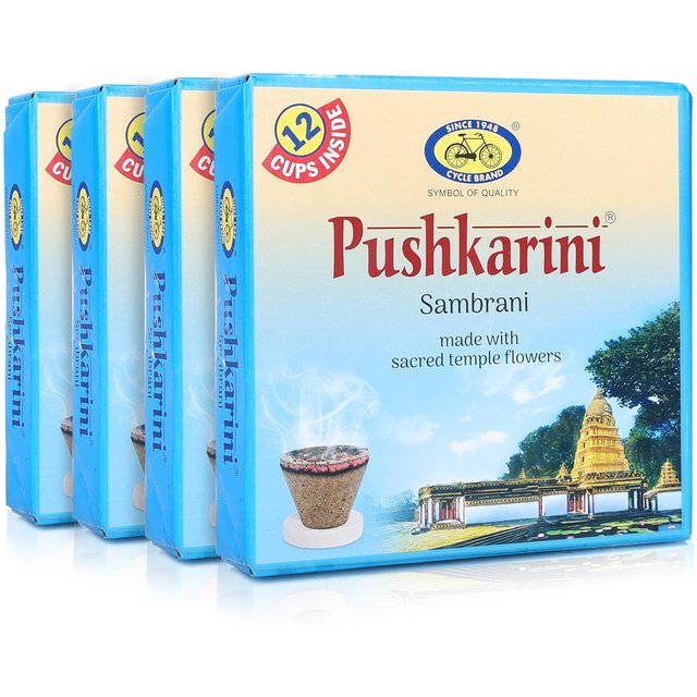 Cycle Pure Pushkarini Tasses d'encens Dhoop pour Pooja 12 TassesX4 paquets + 1 plaque brûleur/paquet Tasses d'encens Havan Dhoop avec parfum de fleurs pour la maison blue