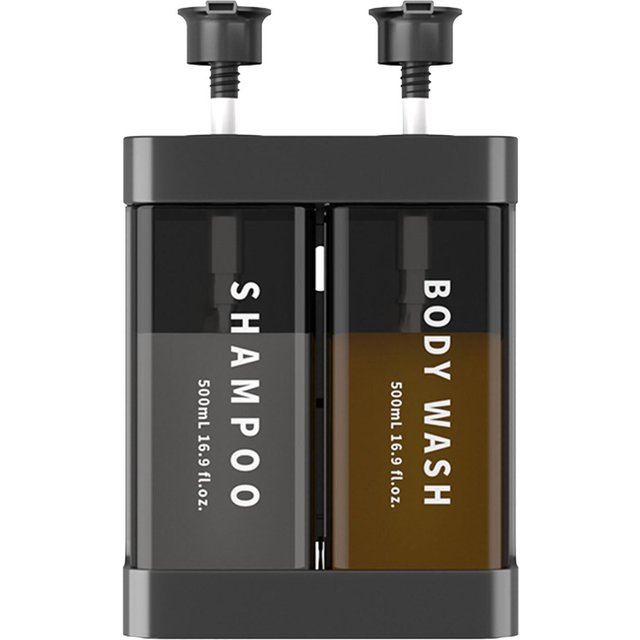 Duschseifenspender 2 Kammern 2x500ML Fassungsvermögen Wandmontage Shampoo und Duschgel Spender für Hotel Zuhause Dunkelgrau