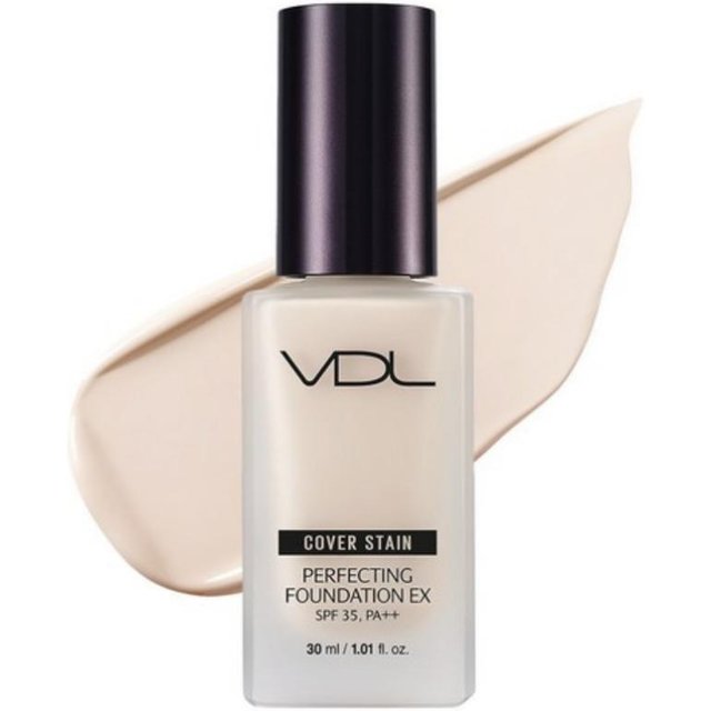 VDL Cover Stain Perfecting Foundation EX – Hochdeckendes, langanhaltendes flüssiges Make-up (30 ml, 3 Farbtöne) A01 beige