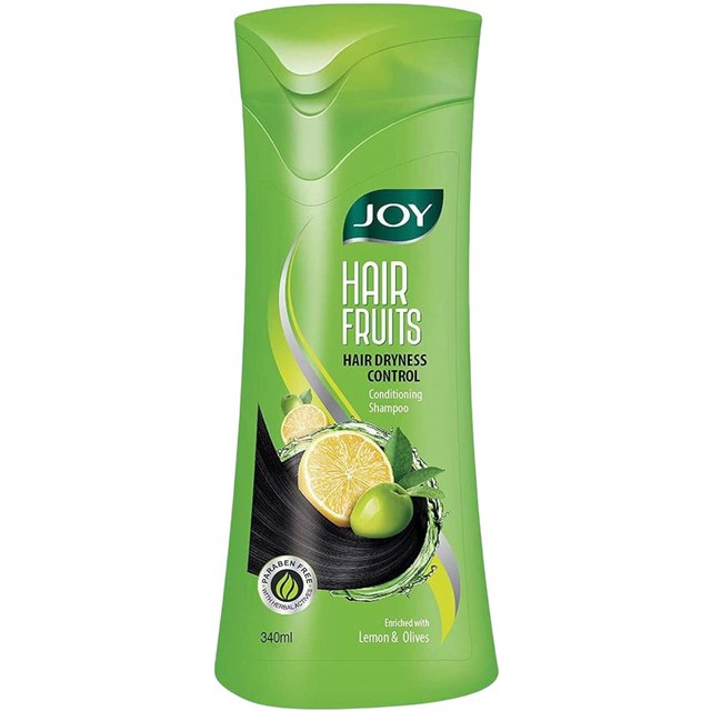 Joy Hair Fruits Haartrockenheitskontrolle Zitrone & Olive Pflegeshampoo Zitrone & Oliven 340 ml, Feuchtigkeitsspendende Haarpflege green