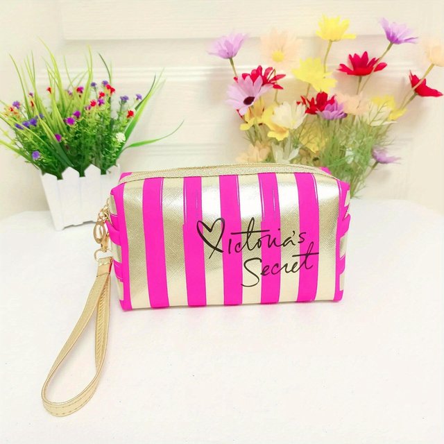 Tragbare Streifen Make-up Tasche Klein Hohe Schönheit Handtasche Mini Tragbare Kosmetik Aufbewahrungstasche Wasserdichte Damentasche rot