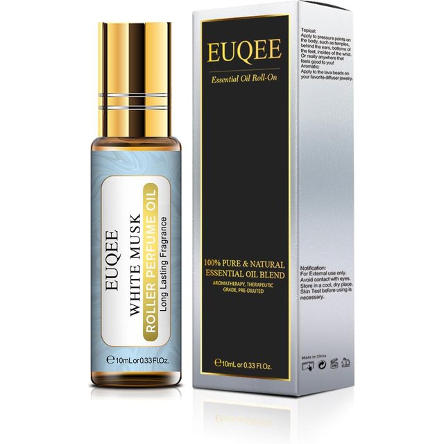 10 ml EUQEE Roller-Parfümöl für Luftbefeuchter-Düfte, Schönheit, Hautpflege, Luftreiniger, ätherisches Parma-Veilchenwinkel-Kokosnuss- und Vanille-Blumenöl White Musk