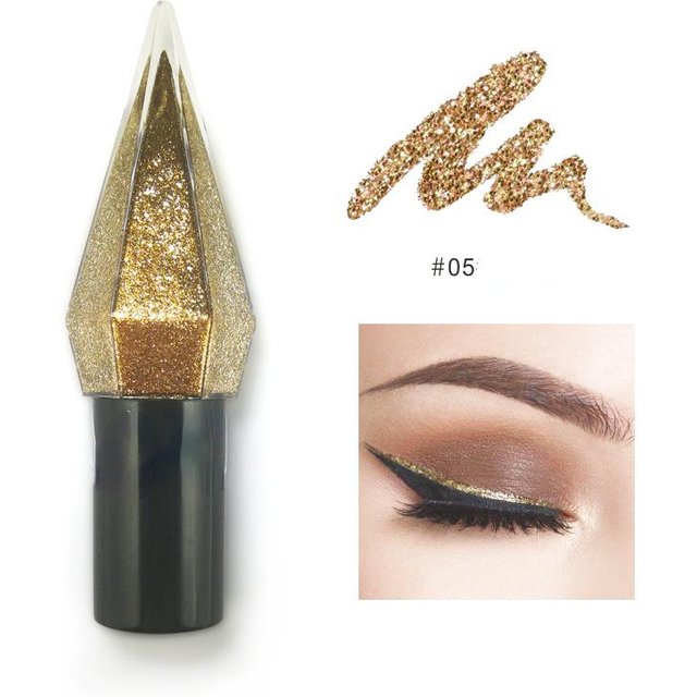 Glitzer Pailletten Eyeliner Lidschatten Diamant Glänzend Eyeliner Lidschatten Wasserfest Make-Up Schönheit für Frauen Kosmetik Silber Rose beige