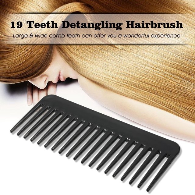 Peigne à dents grand Large en plastique noir, 1 pièce, 19 dents, pour Salon de coiffure professionnel, réduit la perte de cheveux, outil de soins capillaires gray