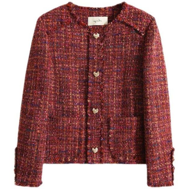 Manteau en tweed de laine parfumée tissage A tricoté main Rose Coucher de soleil Vent de vacances pour femme Construction durable de haute qualité Usage quotidien pratique L brown