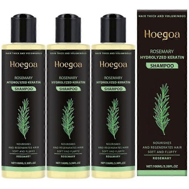 3 pièces de Shampooing au Romarin pour l'Épaisseur des Cheveux - Formule Volumisante Fortifiante avec Kératine Hydrolysée, Réduit la Casse pour des Cheveux plus Pleins