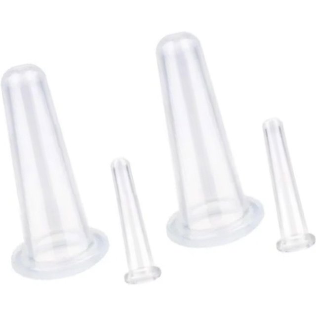 4PCS Ventouse d'aspiration sous vide Massage Coupe Silicone Liquide Ensemble de ventouses faciales pour adultes Usage domestique Blanc blanc
