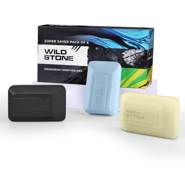 Wild Stone Citrus Burst Savons Nettoyants au Charbon Frais Glacial Pour Hommes, Barre de Bain Pack de 6, 100g Chacun, Nettoyage Profond & Parfum Longue Durée gray