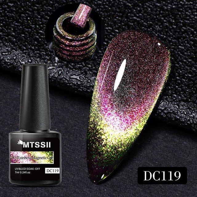 MTSSII 7 ml Laser 9D Cat Eye Magnetischer Gel-Nagellack Semi-Permanent Nail Art Soak Off UV-Gel Verschiedene Farben in verschiedenen Winkeln DC119