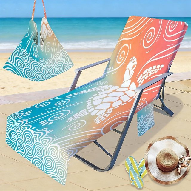 Housse de Chaise de Plage en Microfibre Ultra-Fine avec Poche Serviette de Plage Impression Sport Natation Pour Voyage Piscine Salle de Sport Camping Serviette pour Bronzer 75X210CM