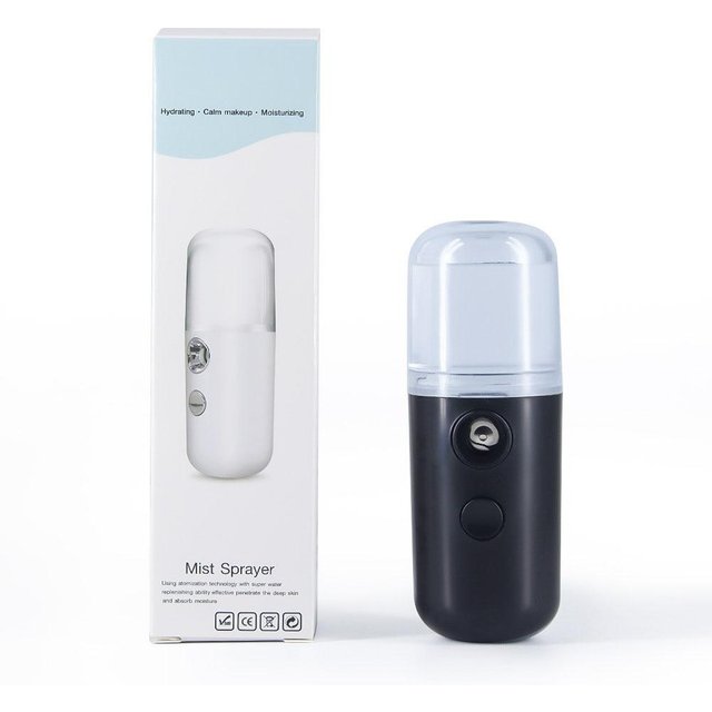 Nano-Nebel-Gesichtssprüher USB-Luftbefeuchter Wiederaufladbarer Vernebler Gesichts-Dampfer Gesichts-Hautpflege-Werkzeuge schwarz