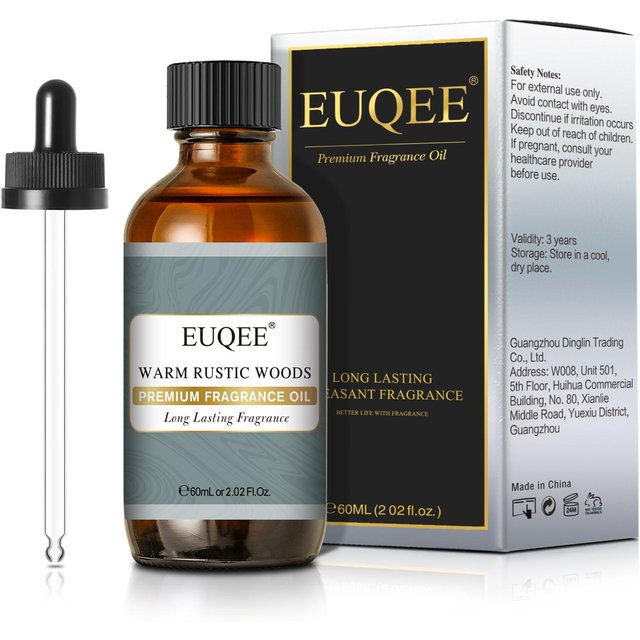 EUQEE 60 ml ätherische Öle, Gardenia, grüner Tee, Flieder, Duftöle für Aromatherapie, Diffusor, Luftbefeuchter, DIY-Parfüm, Haar- und Hautpflege Warm Rustic Woods