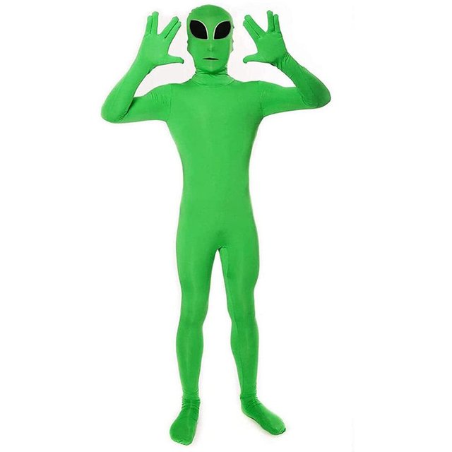 Costume Cosplay ET Alien Enfant Adulte Combinaisons Zentai Mascotte Alien ET Verte Bodysuit Costume pour Halloween Carnaval Mascarade 150 green