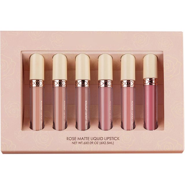 HANDAIYAN 6er Set Rose Matte Flüssig-Lippenstifte Wasserdicht Nicht klebrig Langanhaltender Lipgloss Lippen-Make-up brown