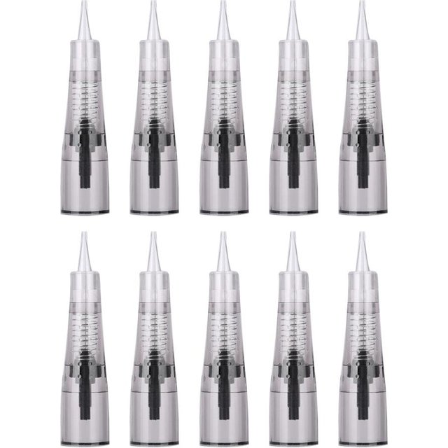 10 Stück Make-up Microblading-Nadeln Anästhesiefreie Augenbrauen-Lippen-Tattoo-Nadelkassetten 1P gray