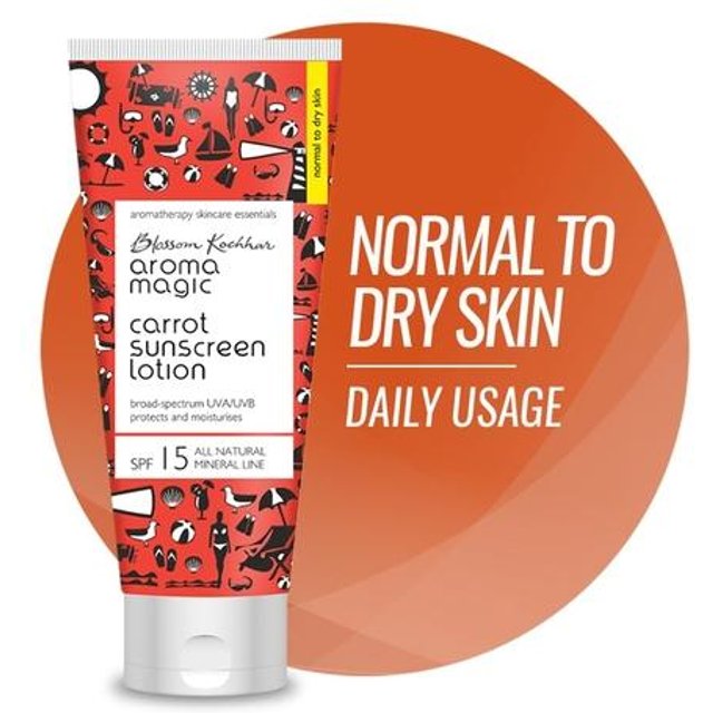 Aroma Magic Carrot Sunscreen Lotion With Broad Spectrum Protection UVA/UVB |SPF 15 |For Normal To Dry Skin | 100 ml red