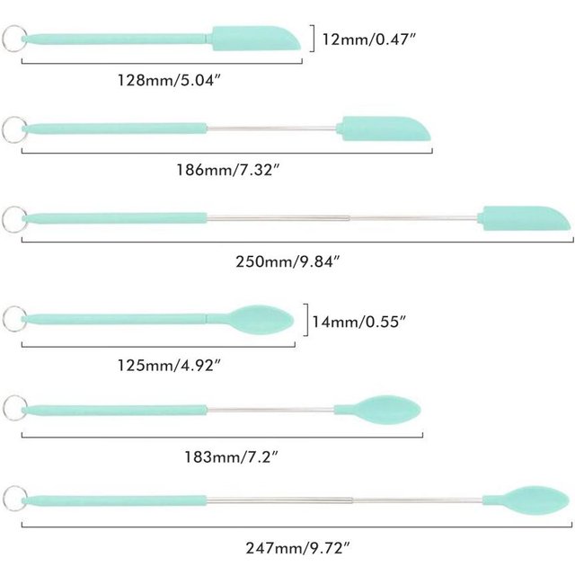2 Stück Mini Silikon Spatel Set Wiederverwendbar Einziehbar Klein Dünn Glas Schaber für Make-up Beauty Küche L