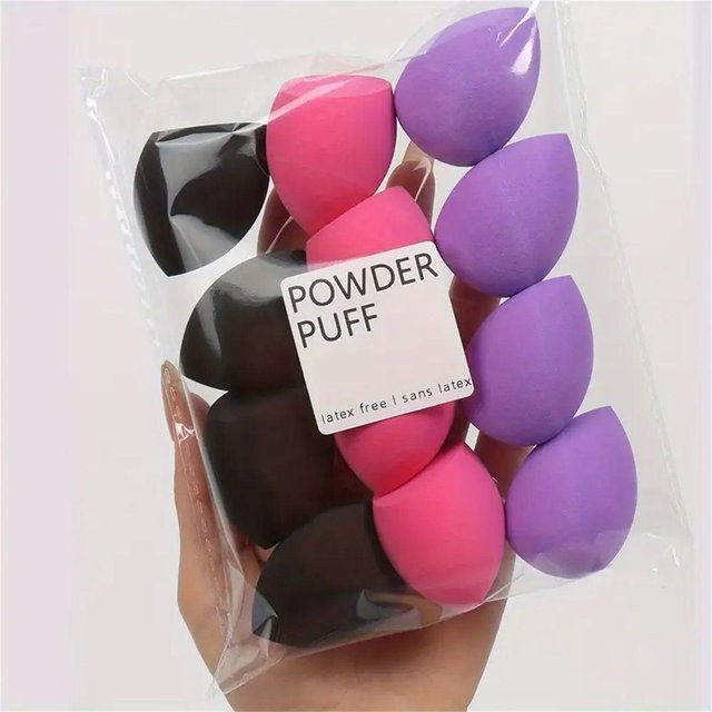 12 Stück Wasserabsorbierende Make-up-Schwämme Polyurethan-Make-up-Schwämme - Geeignet für flüssige, cremige und Puder-Foundations purple