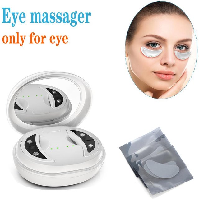 Nouveau masseur facial et oculaire EMS avec patch gel à micro-courant Thérapie par lumière rouge Anti-âge Élimine les poches sous les yeux les cernes