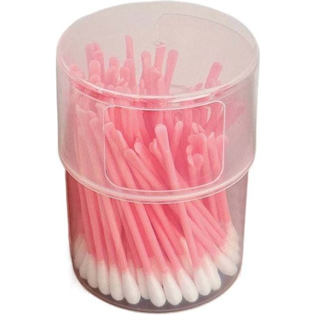 100 Stück/Set Wimpernverlängerung Kleberentferner Doppelseitige Wattestäbchen Nase Lippenstift Ohrreinigung Wattestäbchen Make-up Wattestäbchen rosa