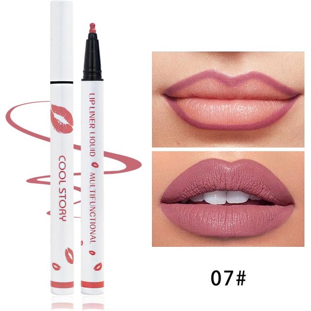 Multifunktionaler Lipliner, matt, flüssiger Lippenstift, Antihaft-Cup, Lipgloss, einfarbig, Lippenglasurstift, langlebig, wasserfest, Schweiß-Make-up 07# beige